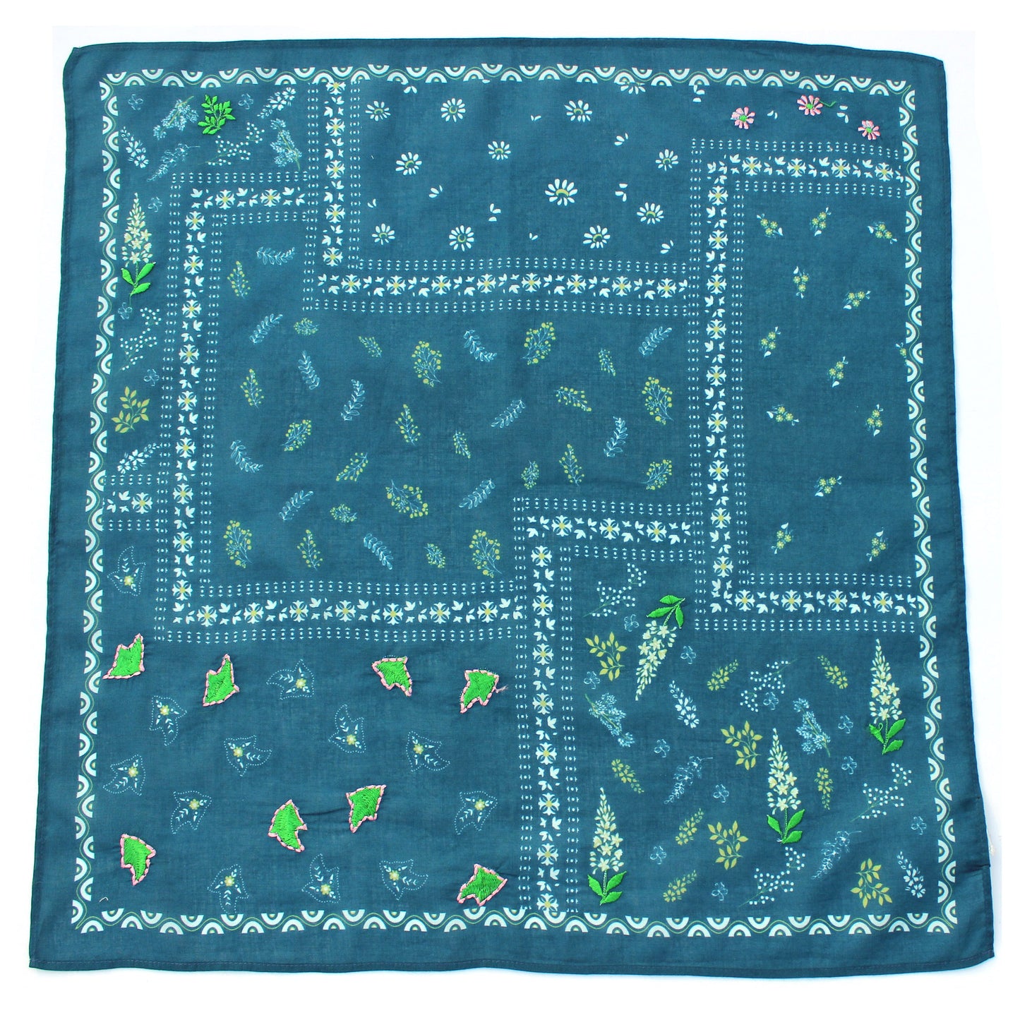 Cotton Scarf/Bandana -  Teal Blue Patchwork