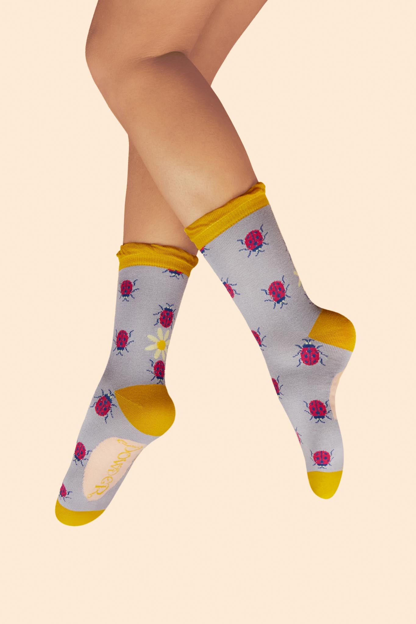 Ankle Socks - Lovely Ladybirds  - Lilac Powder