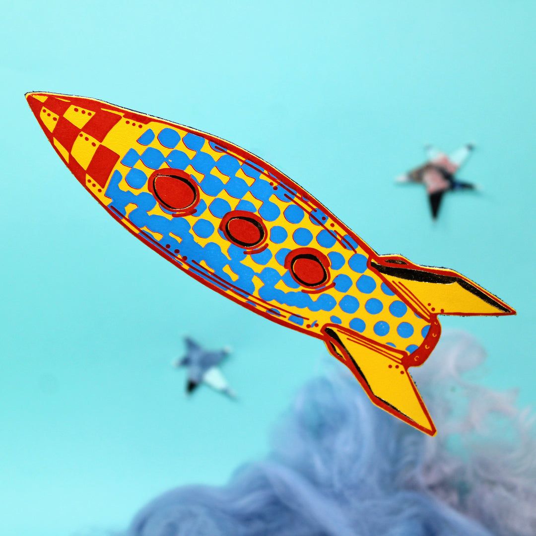 Rocket Bookmark - Yellow/Cornflower