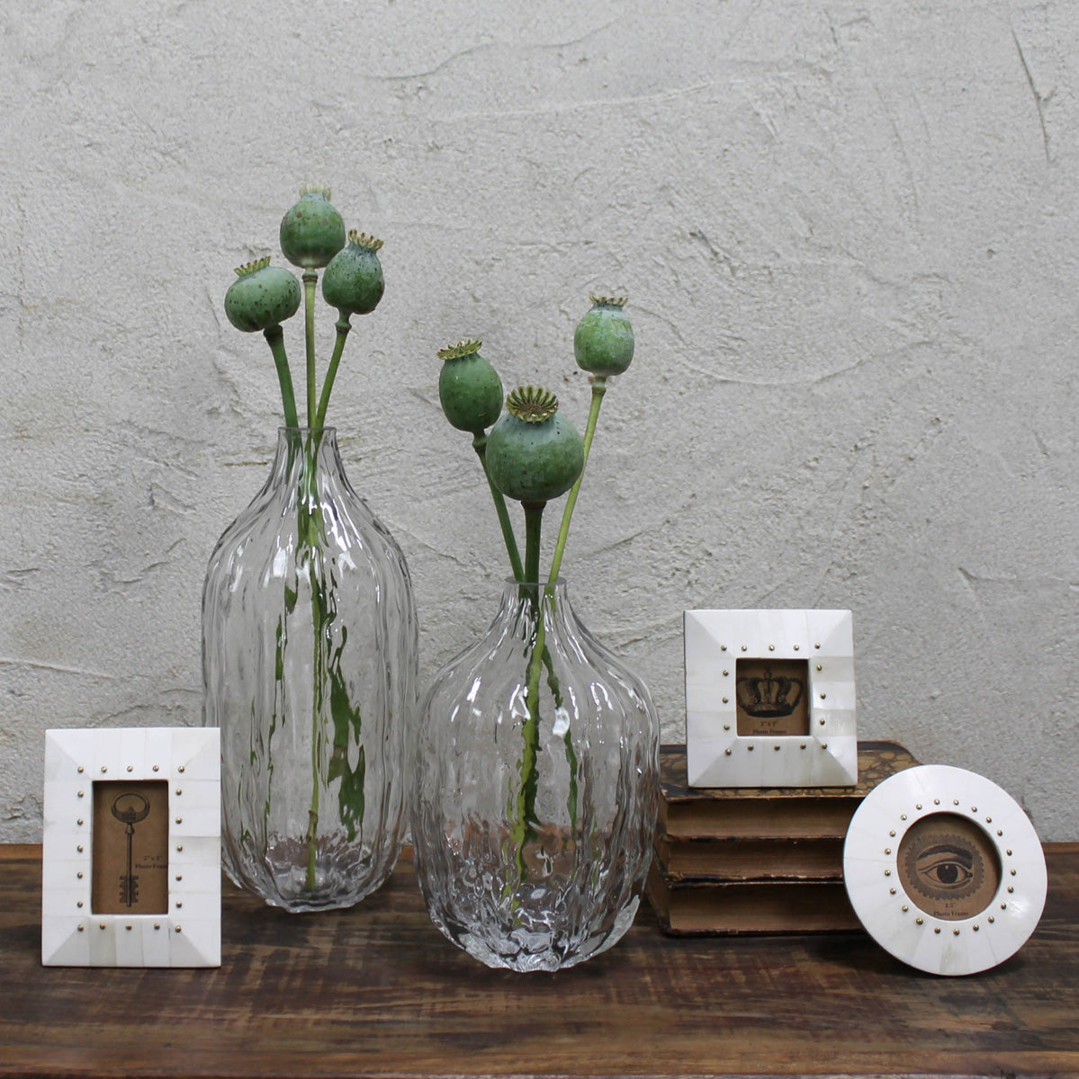 Bone Frame, Brass Rivets- Square