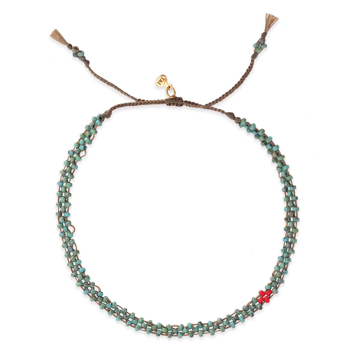 Tiny Beaded Knotted Bracelet - Turquoise