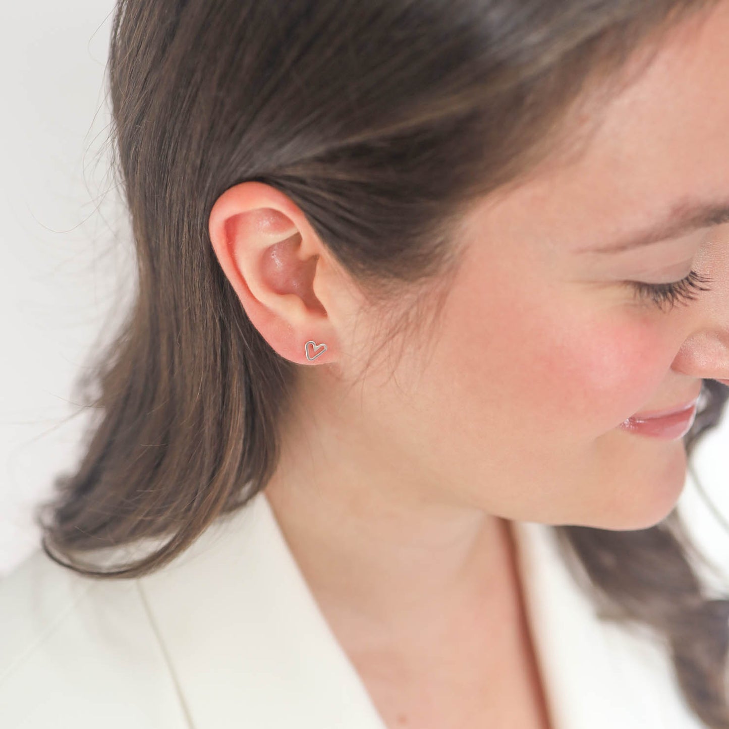 Small Wire Heart Post Earring - Sterling