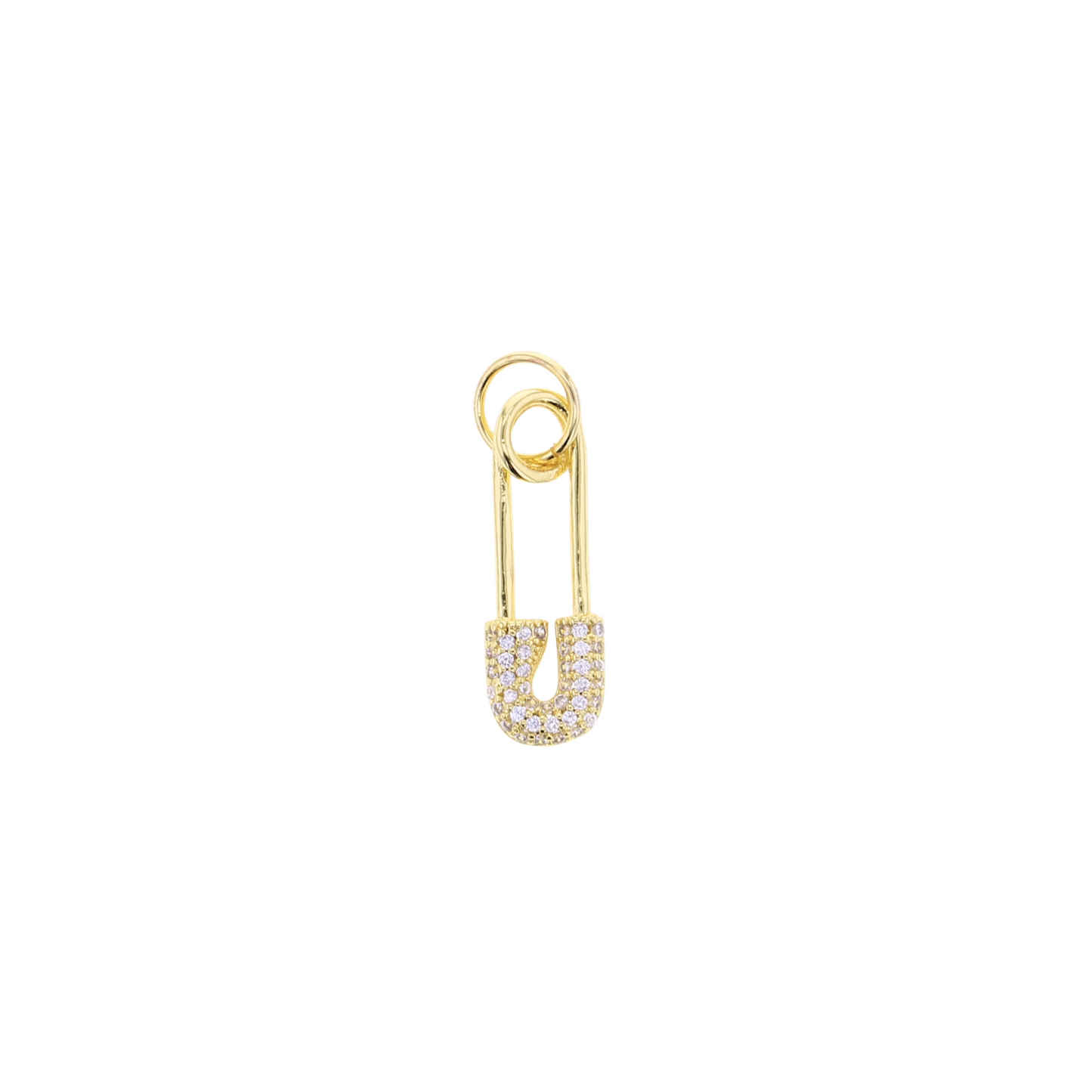Diaper Pin Charm - Gold with CZ