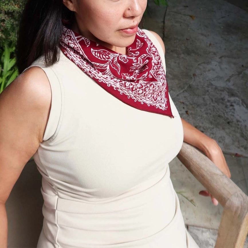 Hand Dyed Batik Bandana - Cherish Red