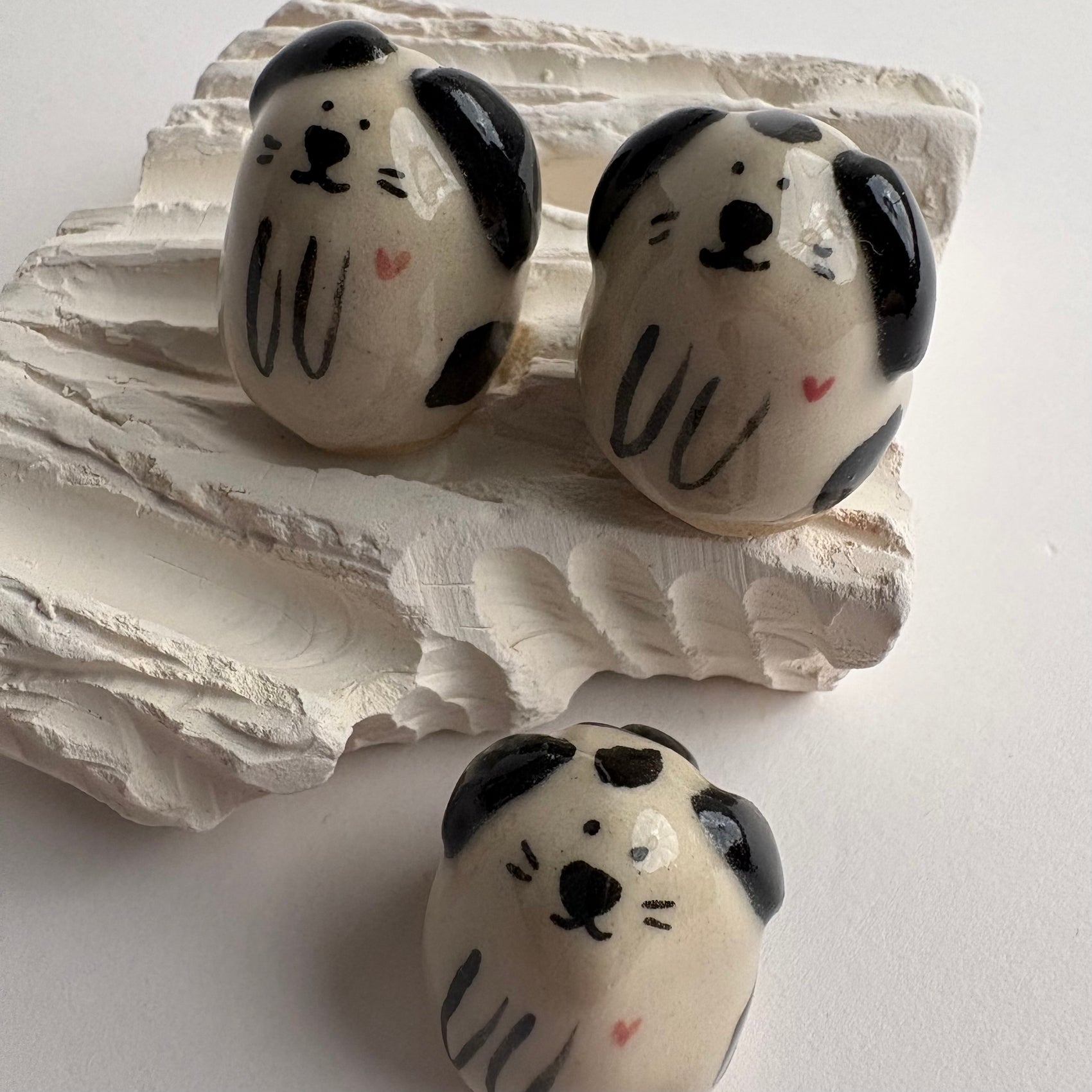 Handmade Mini Ceramic Dog Figurine