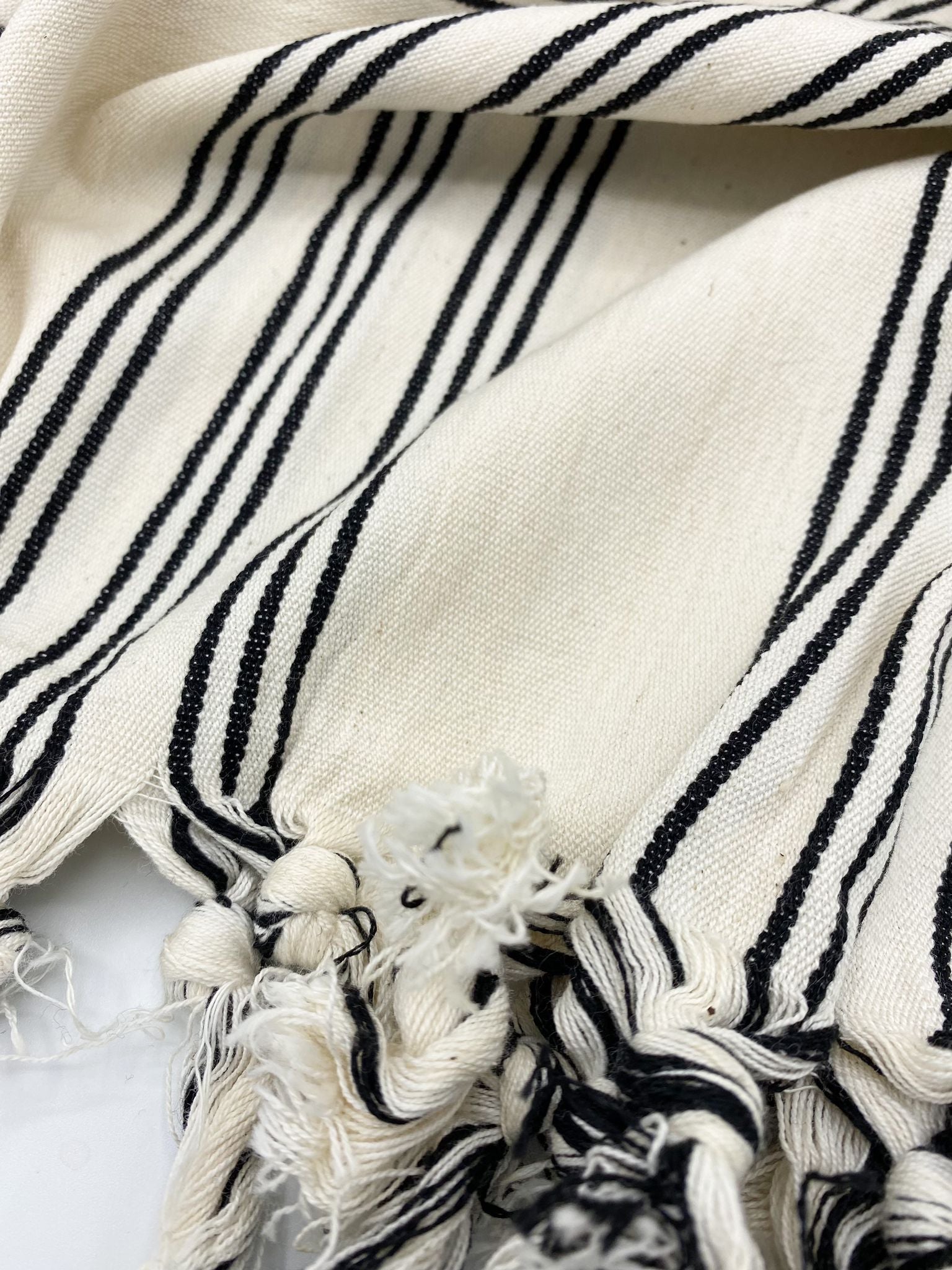 Turkish Cotton Throw Blanket/Towel - Black Stripes