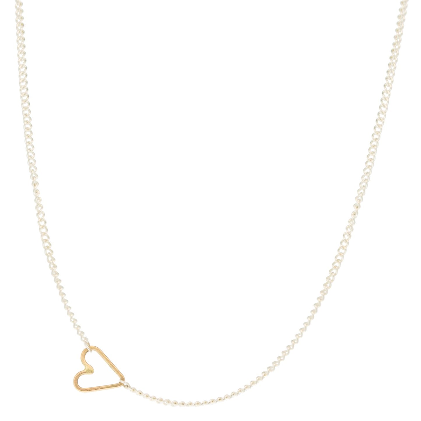 Teenie Medium Heart Necklace - Sterling with Gold Heart