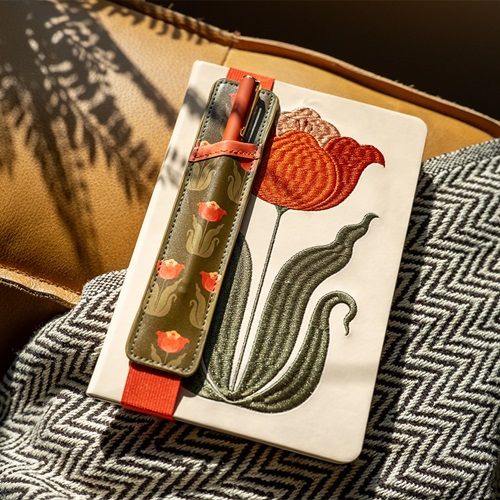 Tulip Embroidered Journal with Pen Set