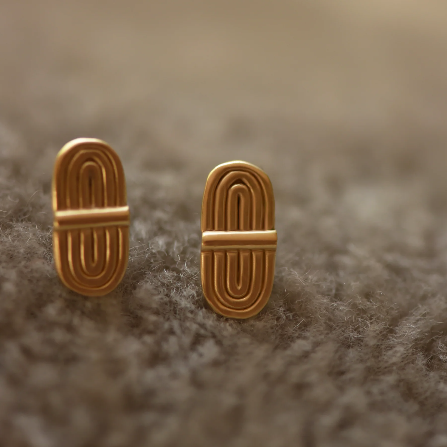 Double Arc Brass Stud Earrings