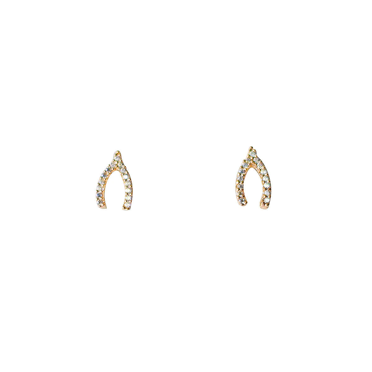 Mini CZ Wishbone Stud Earring