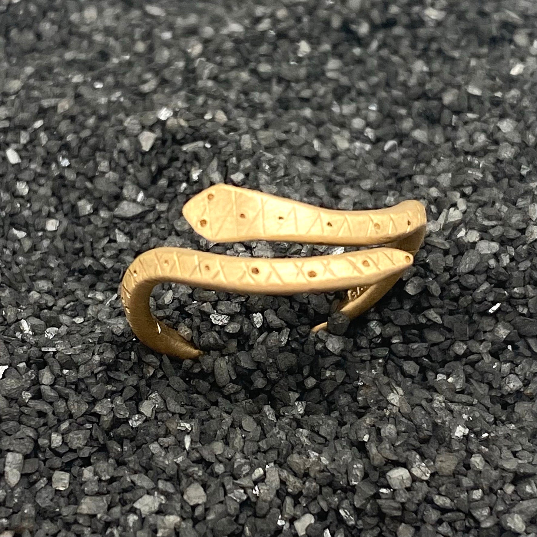 Snake Ring in Matte Brass