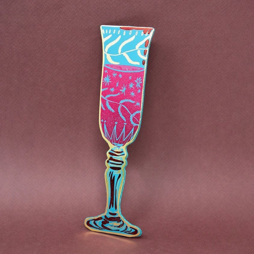 Wine Glass Bookmark-Turquoise Ark Colour Design