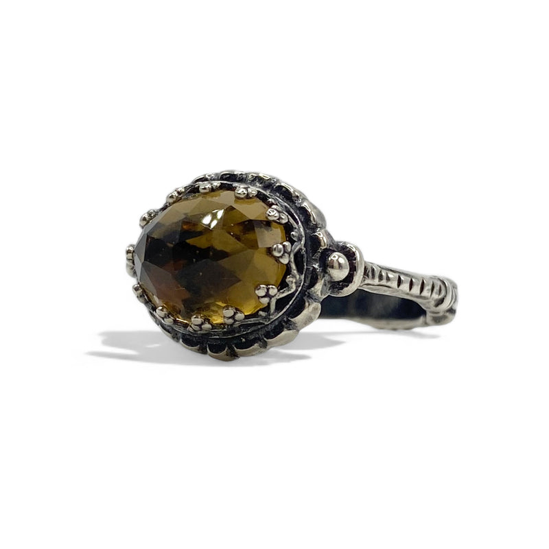 Oval Whiskey Quartz Ring - Size 6