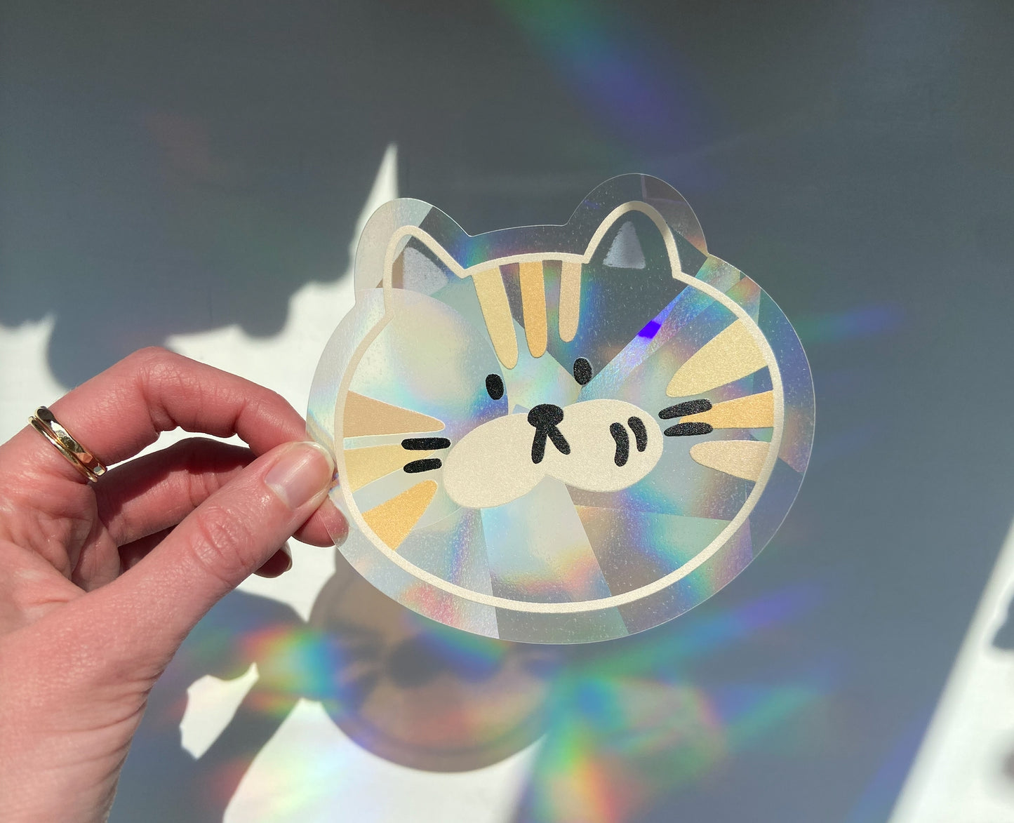 Orange Cat Suncatcher Sticker