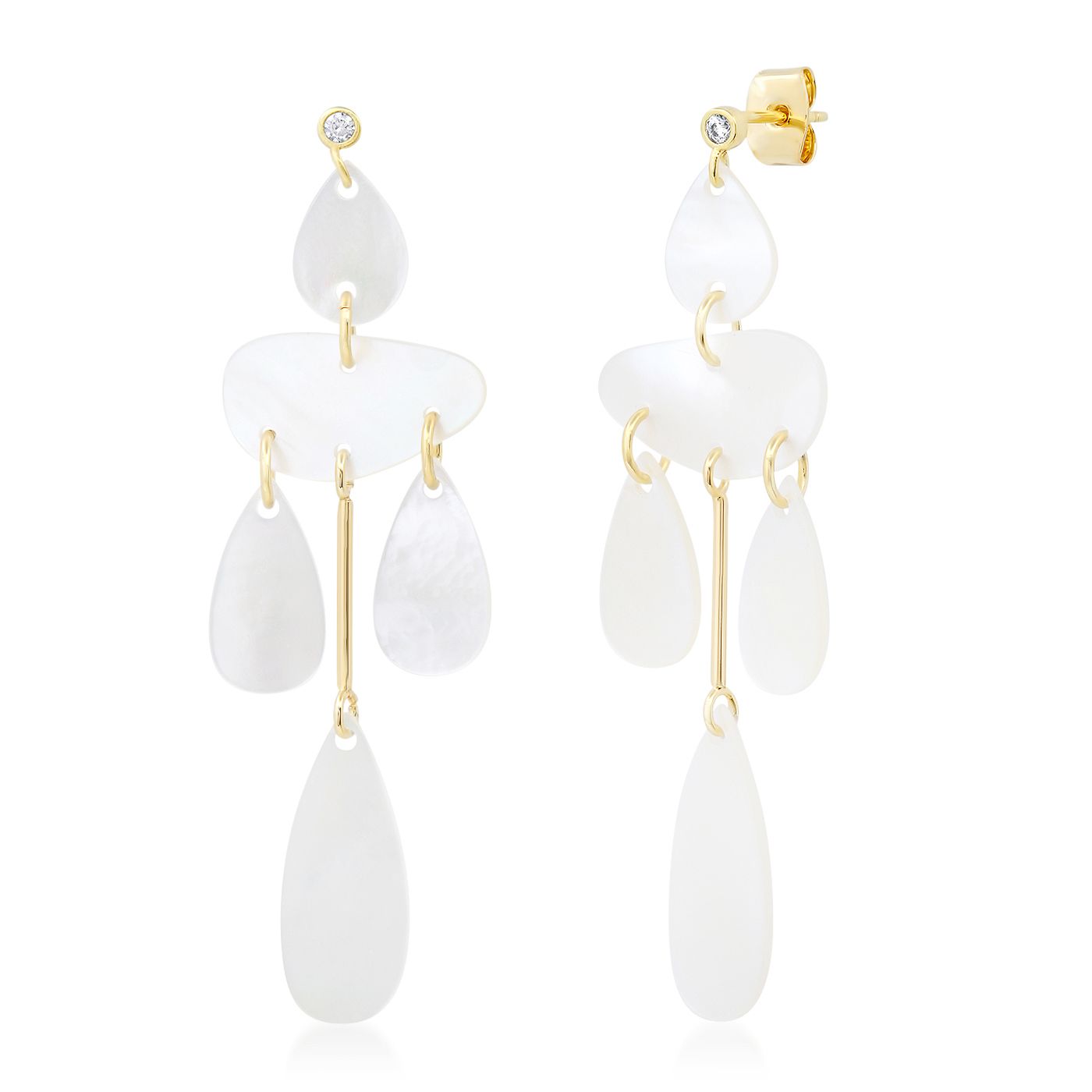 White Mother of Pearl Small Chandelier Earrings Tai Jewelry