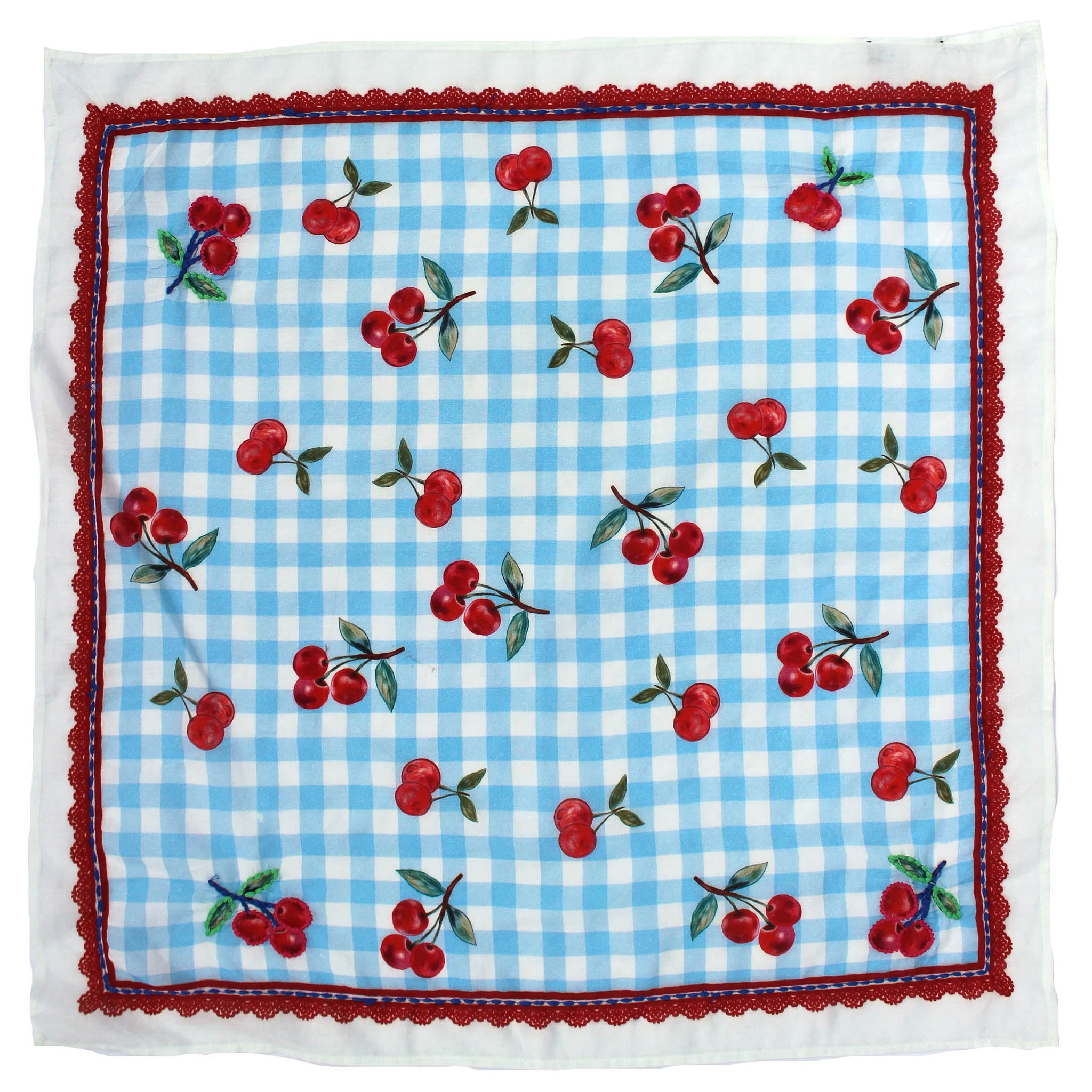 Cotton Scarf/Bandana - Ivory Blue & Roses Vismaya Inc.