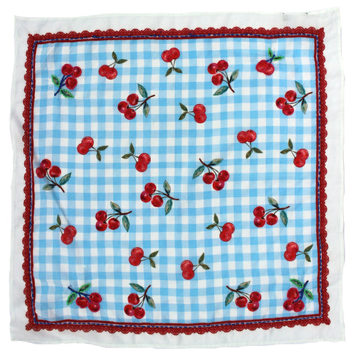 Load image 1 in gallery view. Cotton Scarf/Bandana - Ivory Blue & Roses Vismaya Inc.