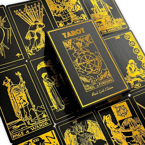 Load image 1 in gallery view. Black Gold Tarot Deck | Classic Tarot Design and Gold Foil