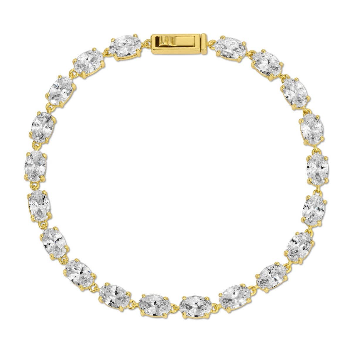 Oval Tennis Bracelet 7" - Gold