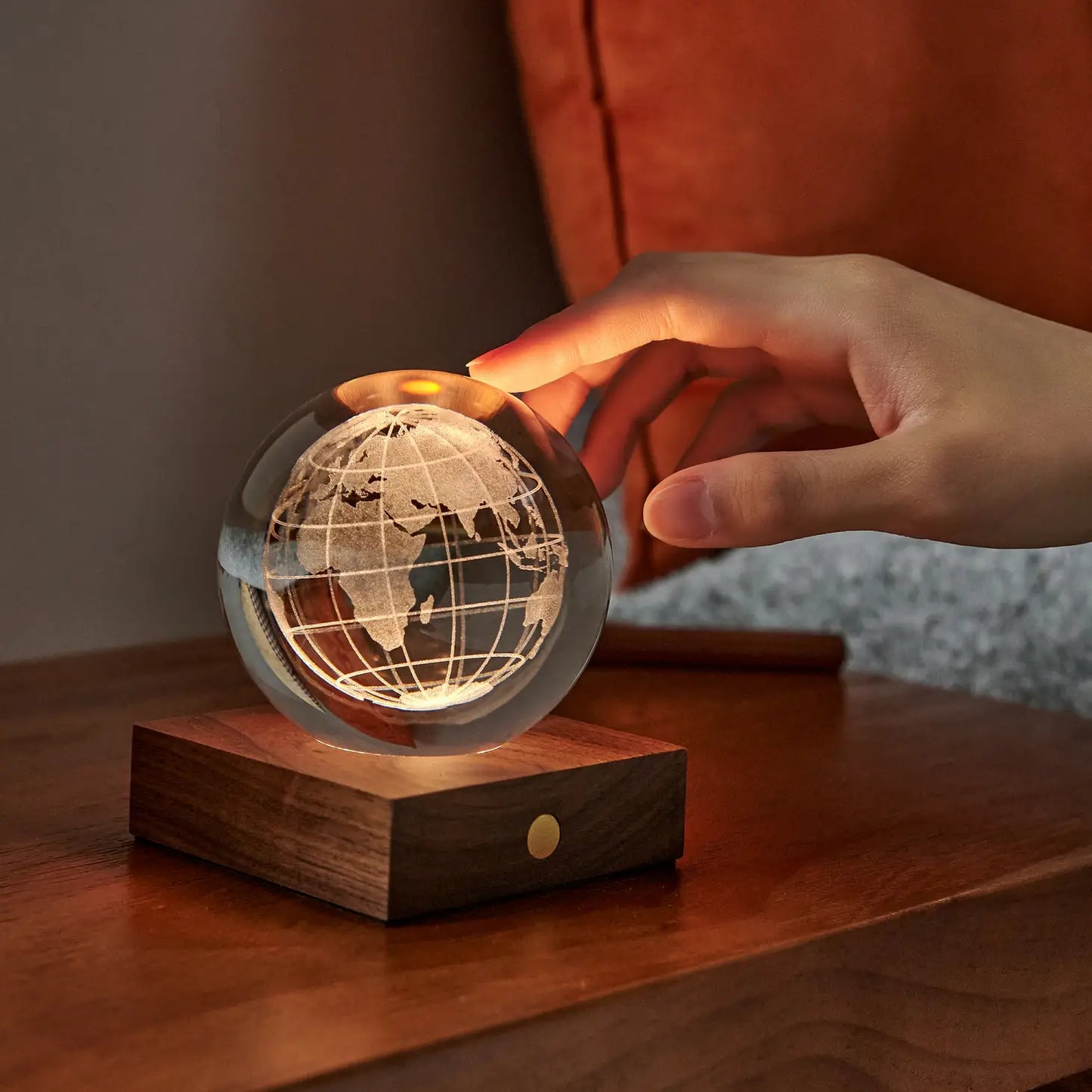 Amber Crystal Night Light - Globe/World