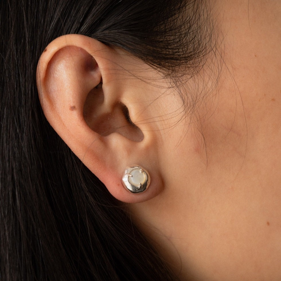 Keeper Studs Silver - Rose Quartz