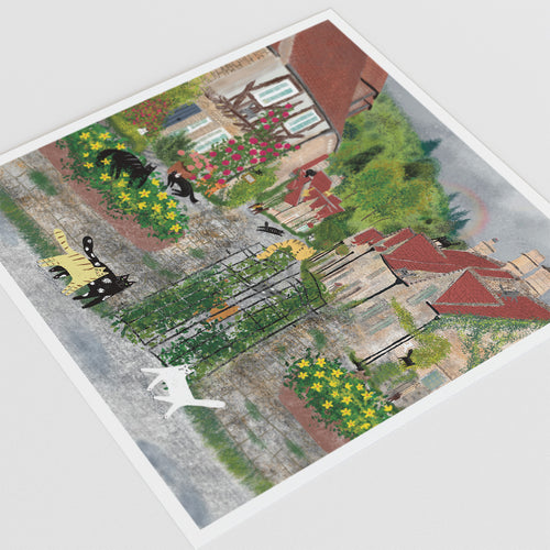 Load image 1 in gallery view. Cats in An Ancient Town Unframed Art Print