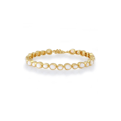 Load image 1 in gallery view. Bezel Set Mother of Pearl Tennis Bracelet Tai Jewelry