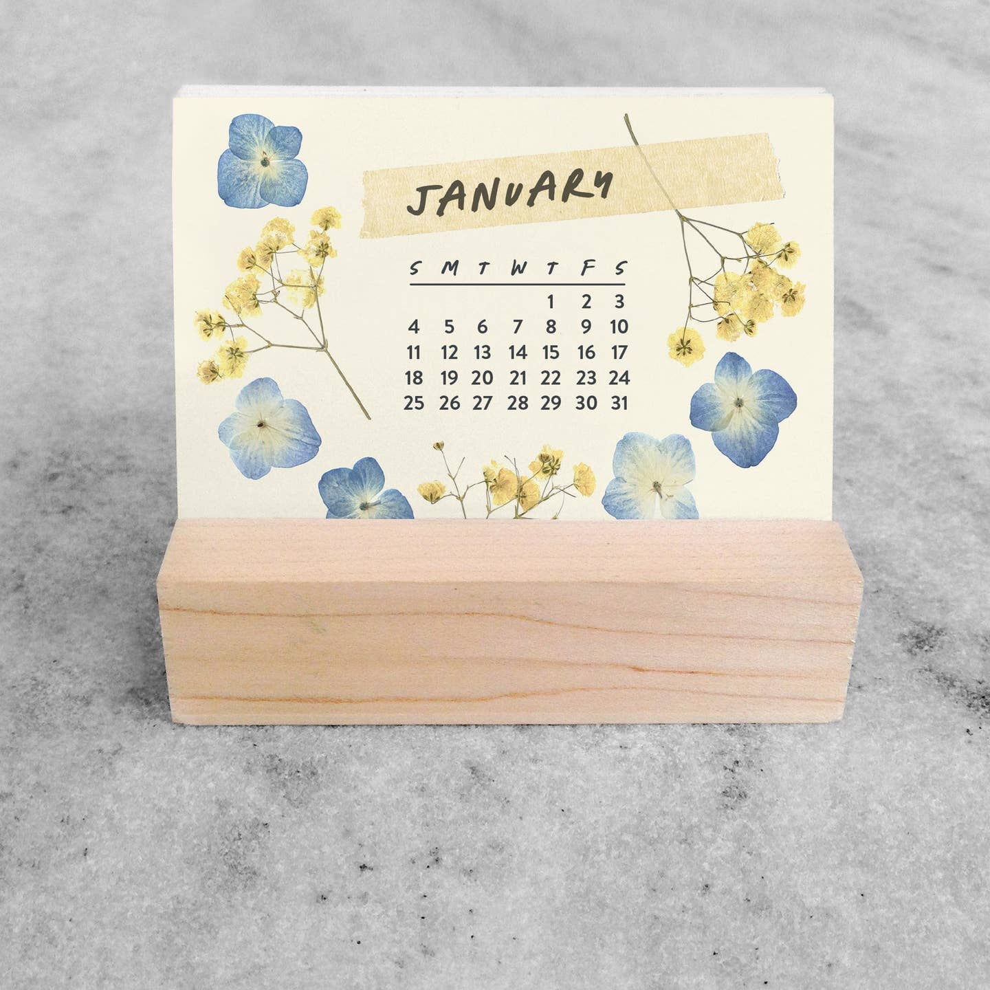2026 Mini Desk Calendar - Pressed Flowers