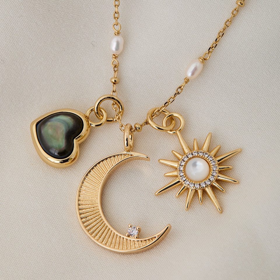 Gemstone Heart Charm - Black Mother of Pearl