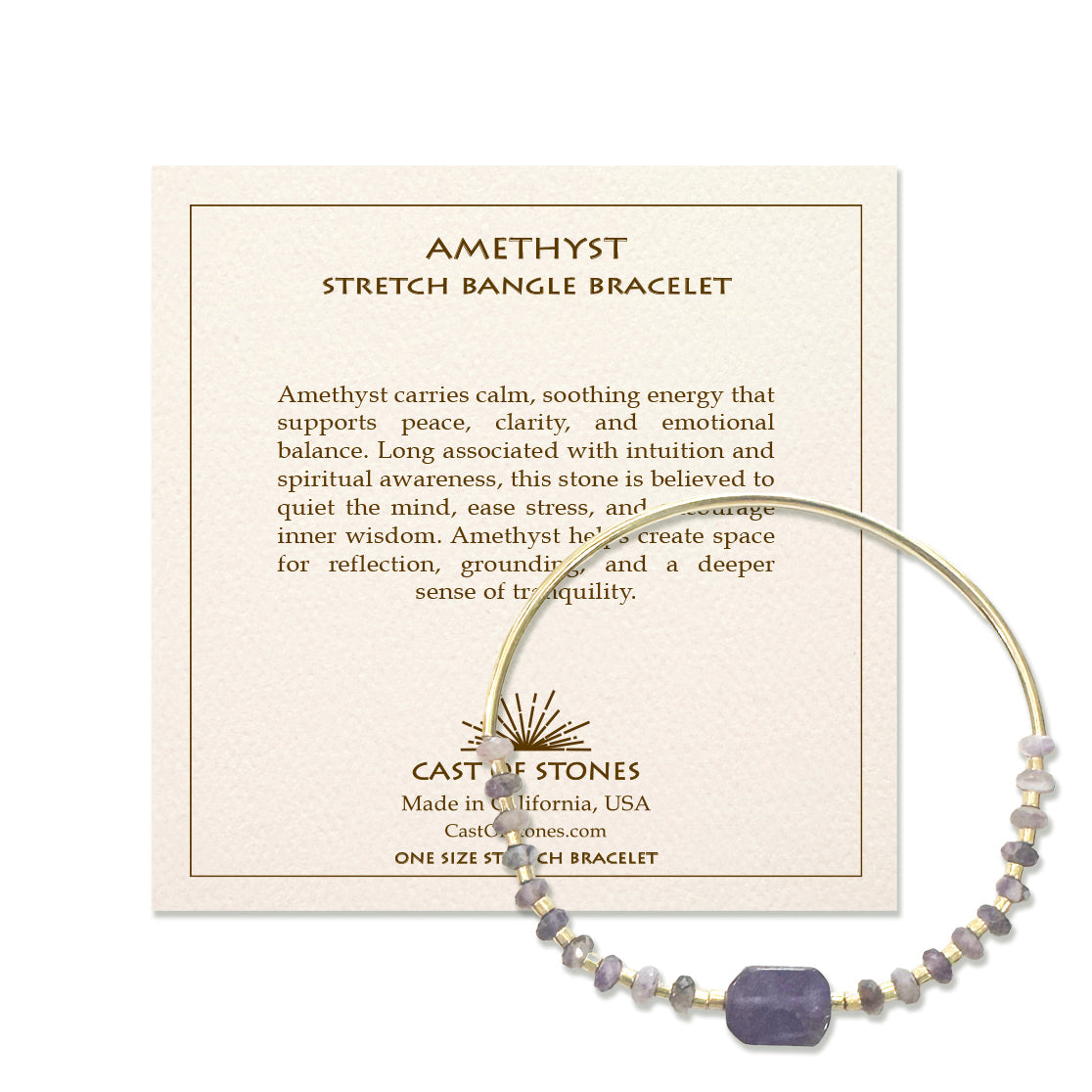 Stretch Bangle Bracelet - Amethyst Cast of Stones