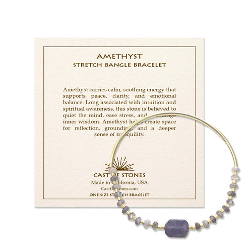 Load image 1 in gallery view. Stretch Bangle Bracelet - Amethyst Cast of Stones