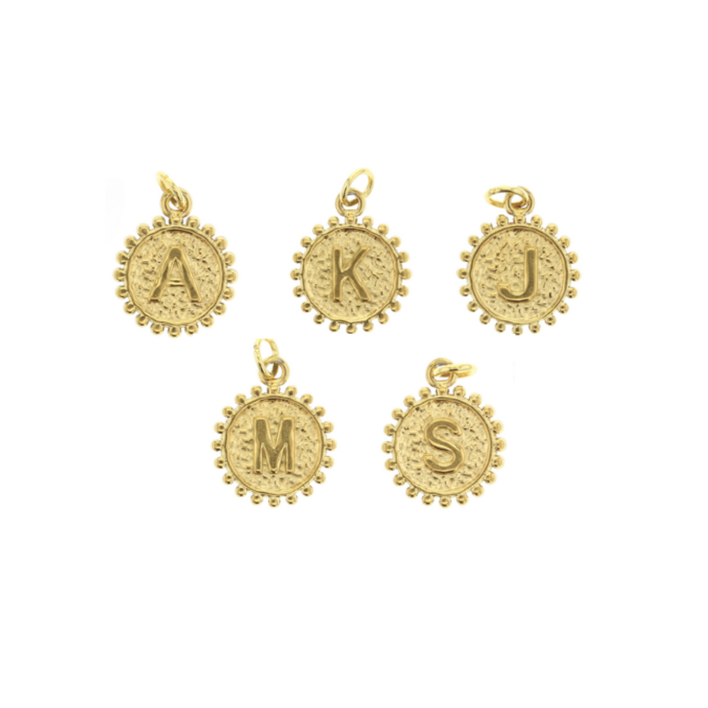 Gold Beaded Round Initial/Letter Charm