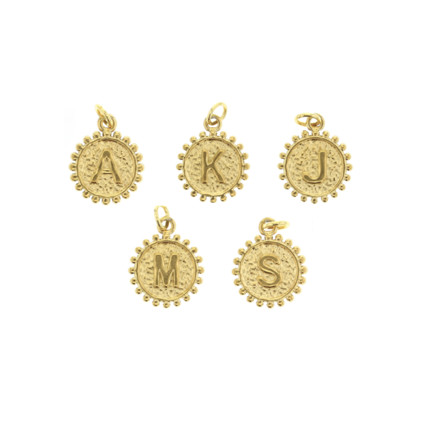 Gold Beaded Round Initial/Letter Charm