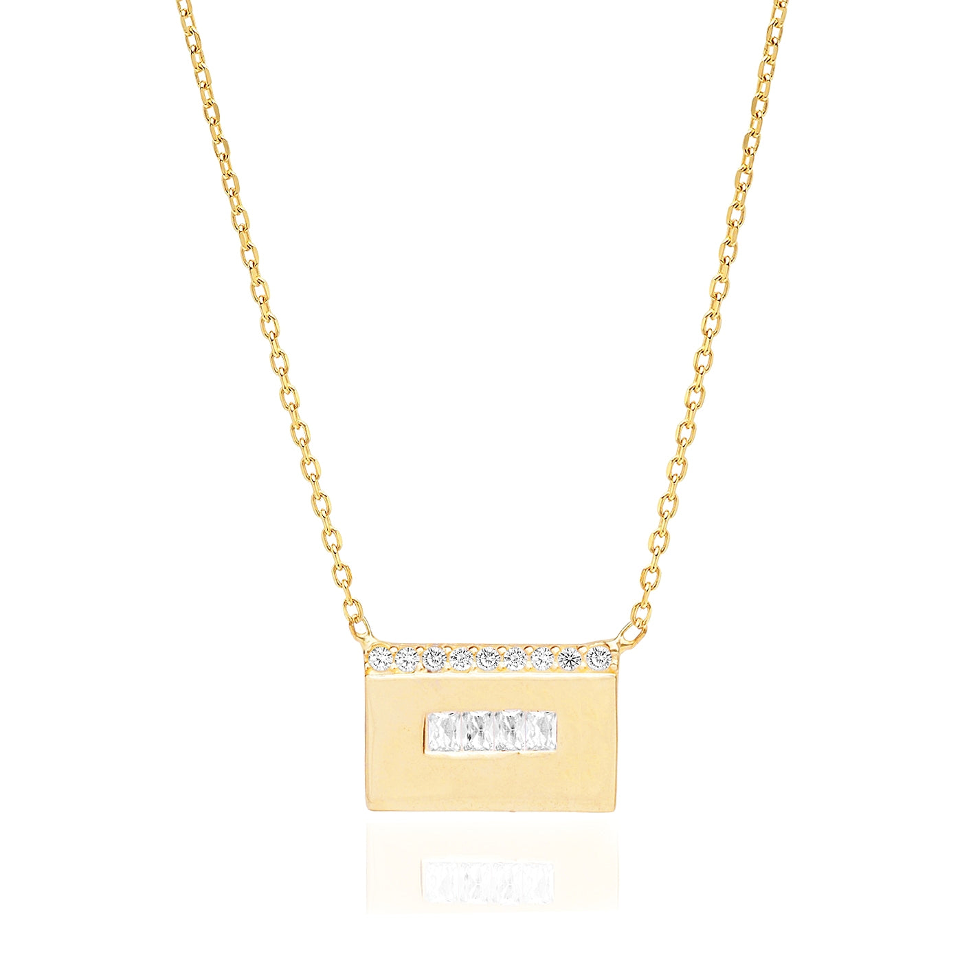 Letter Tab with Baguette and CZ Accent Necklace
