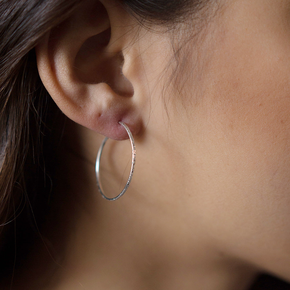 Medium Round Hoops - Diamond Dusted- Sterling Silver Christina Kober