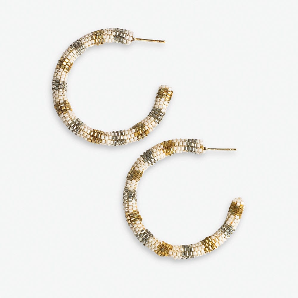 Zoey Stripes Small Beaded Hoop Earrings - St. Mortiz