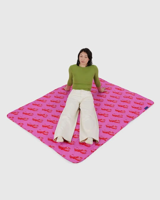 Puffy Picnic Blankets - Pink Lobster