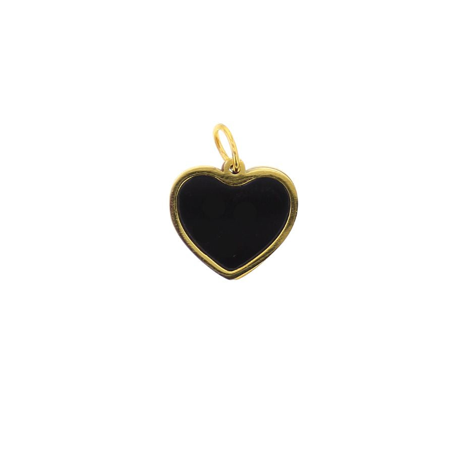 Gold Black Heart Charm
