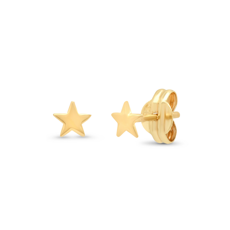 14k Gold Star Studs