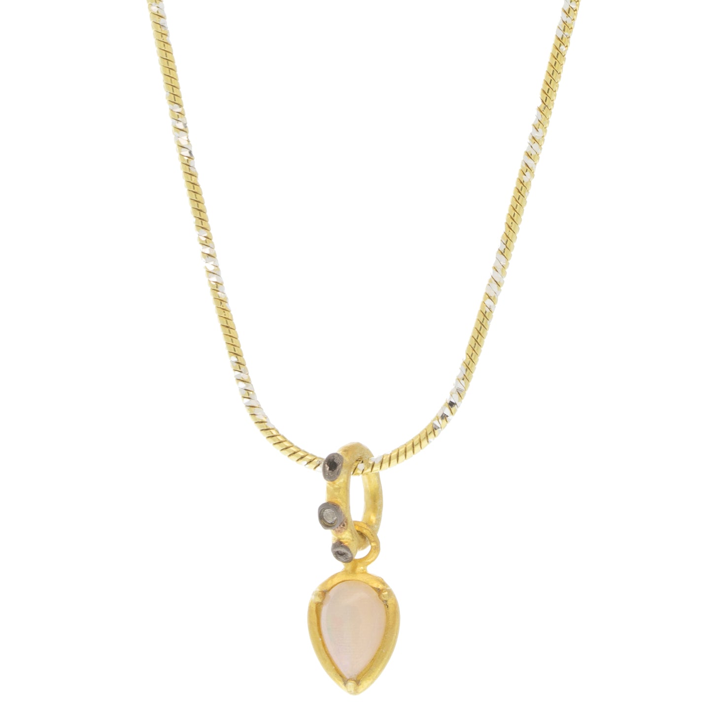 Small Australian Opal Pendant on Oxidized Silver Chain