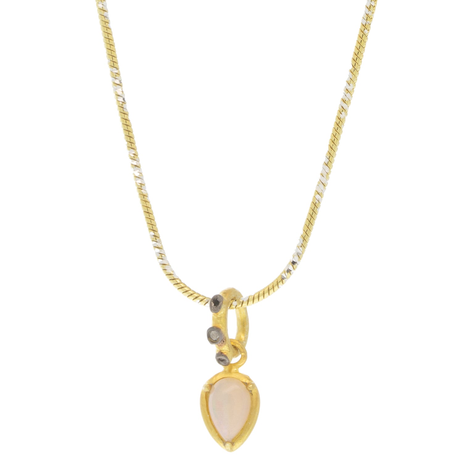 Small Australian Opal Pendant on Oxidized Silver Chain