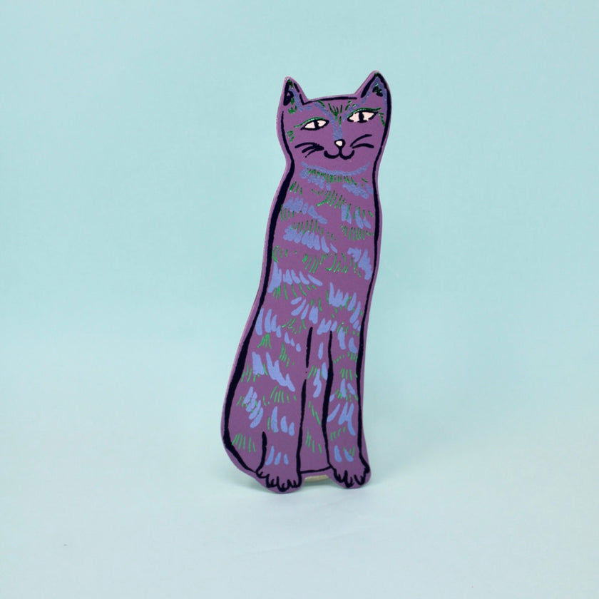 Cat Tails Leather Bookmark - Lilac