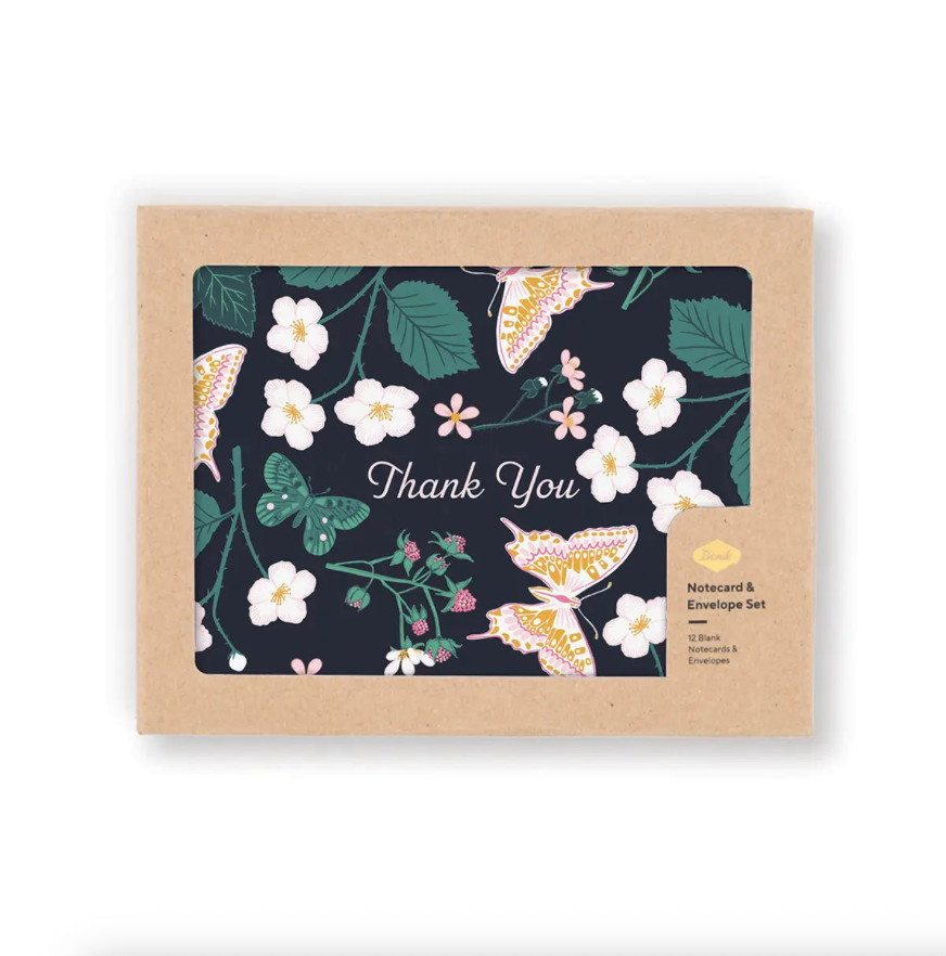 Raspberry Butterflies Notecard & Envelope Set - Homage Pasadena