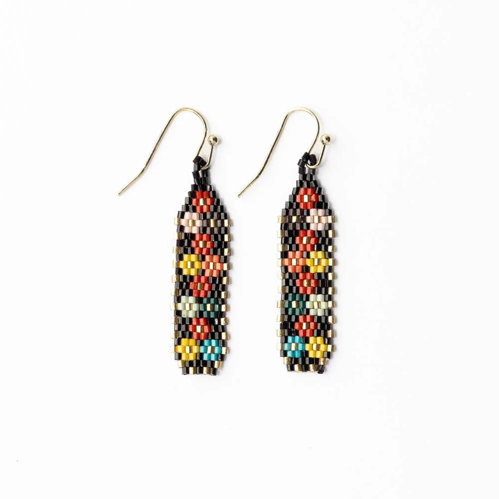 Nadia Floral Design Petite Luxe Earring - Black