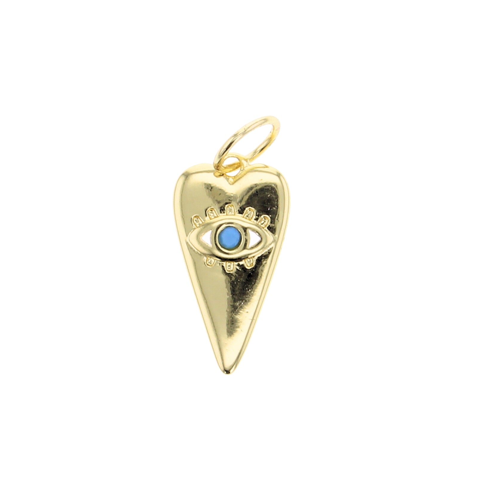 Elongated Heart Evil Eye Charm