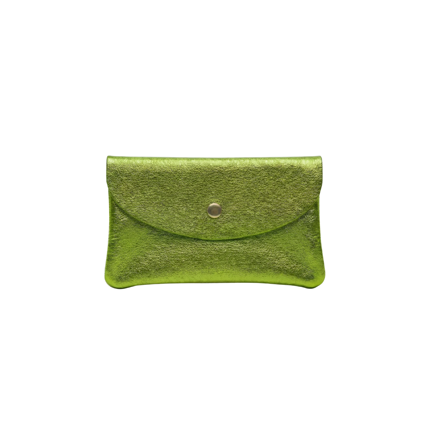 Mini Wallet- Metallic Leather - Neon Green