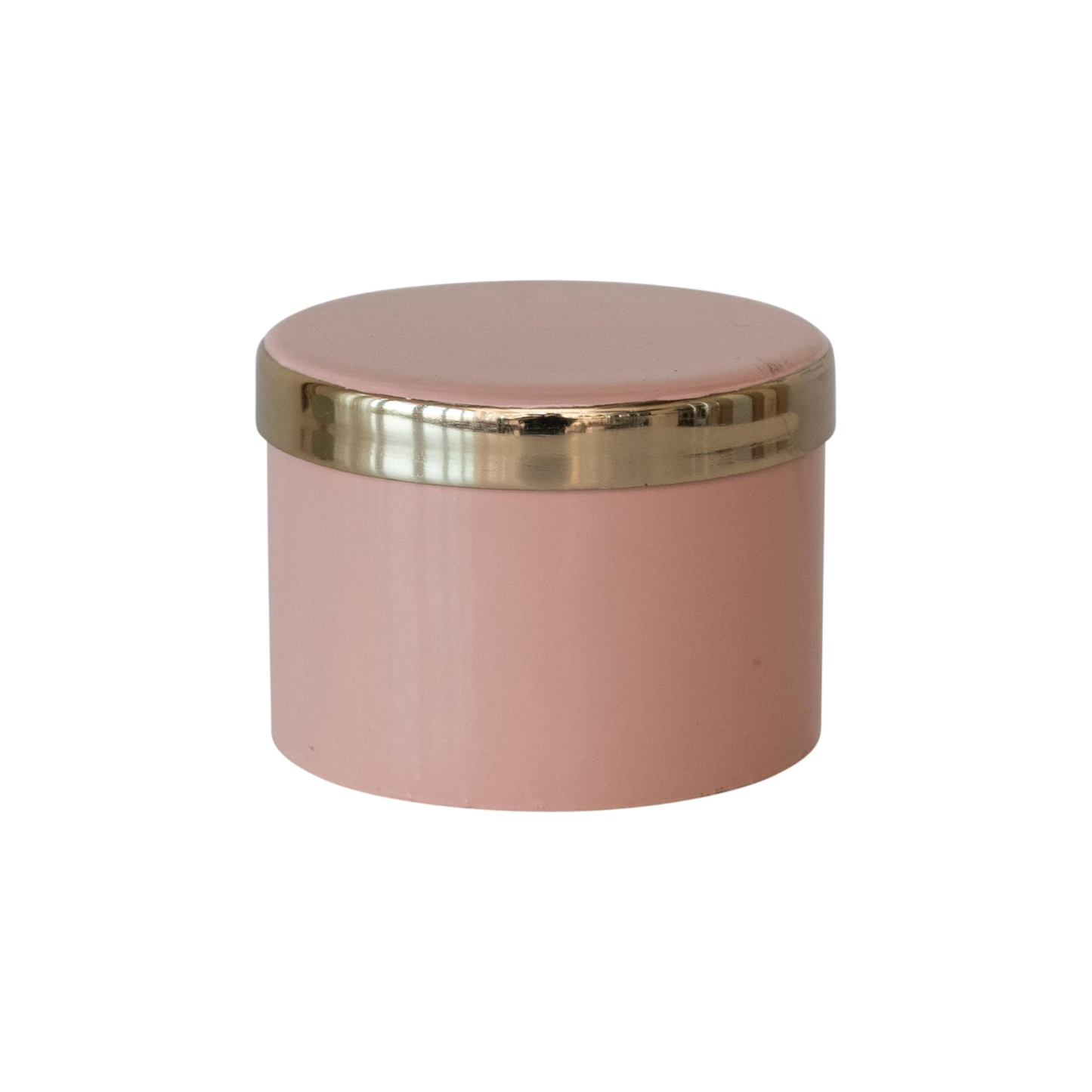 4" Round Enamel Metal Box - Pink