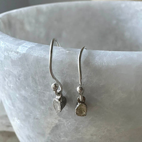 Load image 1 in gallery view. Polki Diamond Hook Earrings in Sterling Silver