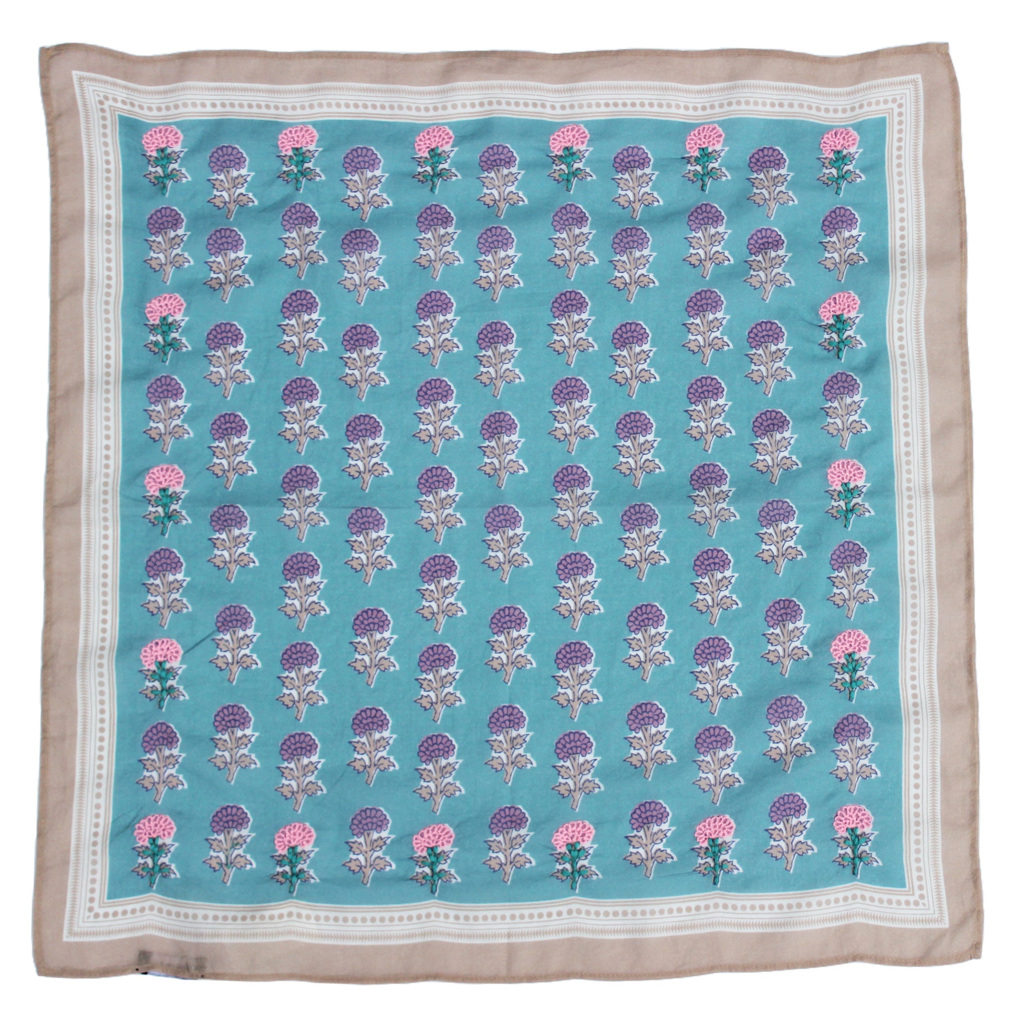 Buti Blockprint Bandana - Blue Topaz