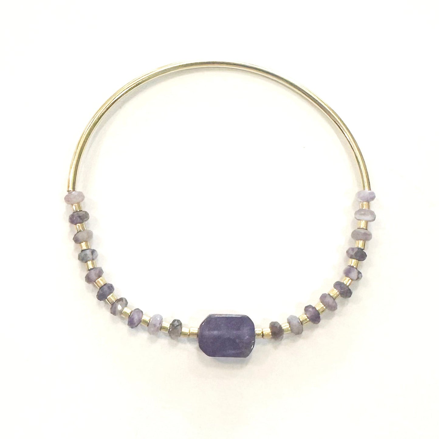 Stretch Bangle Bracelet - Amethyst Cast of Stones